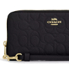 Coach Long Zip Around Wallet In Signature Leather Gold Blackv