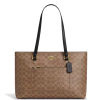 COACH Kabelka Station Tote Bag In Signature Canvas Gold Tan Black