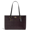COACH Kabelka Station Tote Bag In Signature Canvas Gold Wallnut Blackay