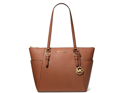 Michael Kors Charlotte Large Saffiano Leather Top Zip Tote Bag Black2