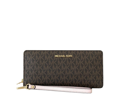 Michael Kors Logo Stripe Continental Wristlet Ballet Multiaba