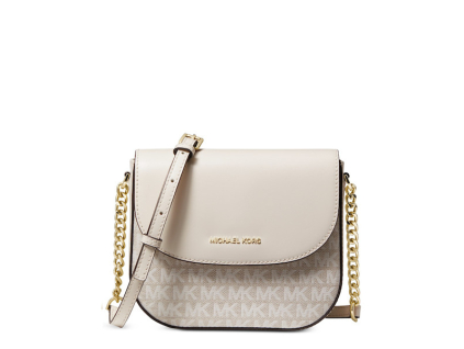 Michael Kors Jacquard Signature Dome Crossbody Natural Cream Goldf
