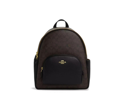 COACH Batoh Court Backpack In Signature Canvas Gold Walnut Black11