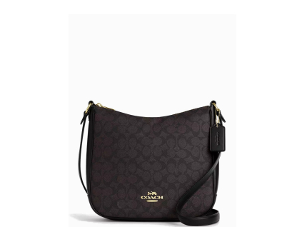 Coach Ellie File Bag Signature Canvas Gold Walnut Black22