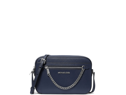 Michael Kors Jet Set Large Saffiano Leather Crossbody Bag Navy Silver22