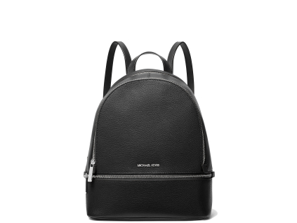 Michael Kors Batoh Rhea Medium Pebbled Leather Backpack Black Silver2