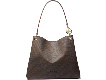 Christina Large Signature Logo Shoulder Bag Browna