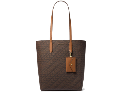 Michael Kors Vincent Large Signature Logo Tote Bag With Card Case Brownaaa
