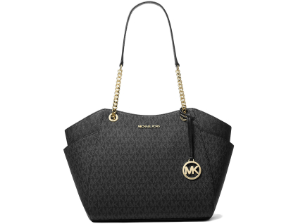 Michael Kosr Jet Set Large Signature Logo Shoulder Bag Blacka