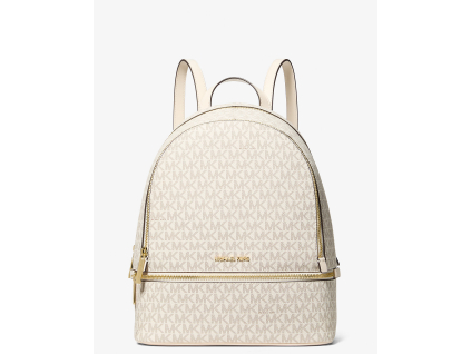 Michael Kors Rhea Medium Signature Logo Backpack Light Cream Multiaaa