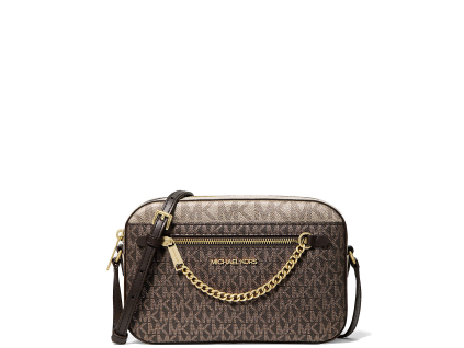 Michael Kors Jet Set Large Metallic Signature Logo Crossbody Bagjz