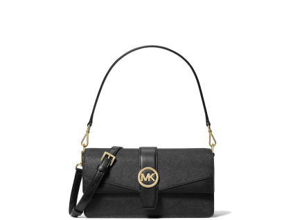 Michael Kors Greenwich Medium Saffiano Leather Shoulder Bag Blacka