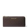 Michael Kors Peněženka Jet Set Travel Large Logo Quarter Zip Wallet Brown
