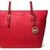 Michael Kors Charlotte Large Saffiano Leather Top Zip Tote Bag Bright Red223