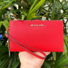Michael Kors Jet Set Double Zip Phone Wallet Wristlet Sangria Red6