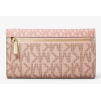 Michael Kors Jet Set Large Signature Logo Tri Fold Wallet Powder Blush Multic