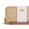 Coach Peněženka Long Zip Around Wallet Signature Canvas Khaki Chalk Lt Saddle3