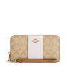 Coach Peněženka Long Zip Around Wallet Signature Canvas Khaki Chalk Lt Saddle22