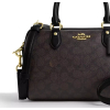 Coach Rowan Satchel Bag In Signature Canvas Gold Walnut Black3
