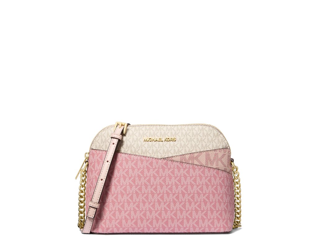 Michael Kors Jet Set Travel Medium Color Block Signature Logo Crossbody Bag Powder Blush Multi2