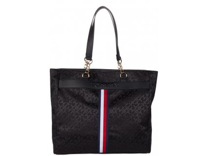 Tommy Hilfiger Samantha II Tote Geometric Jacquard Black Tonal