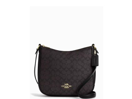 Coach Ellie File Bag Signature Canvas Gold Walnut Black22