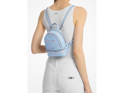Michael Kors Batoh Rhea Extra Small Printed Signature Logo Backpack Light Skyd5