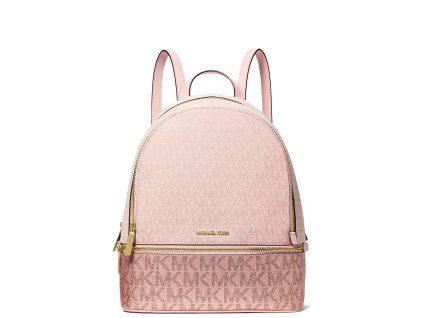 Michael Kors Batoh Rhea Medium Metallic Signature Logo Backpack Powder Blushaa