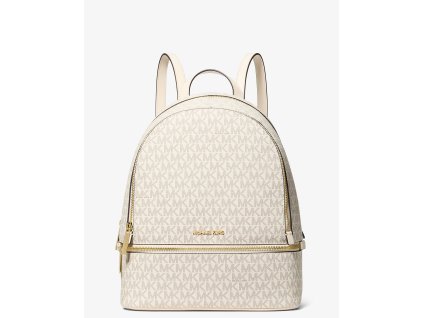 Michael Kors Rhea Medium Signature Logo Backpack Light Cream Multiaaa