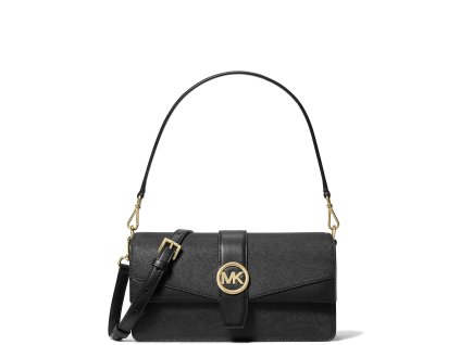 Michael Kors Greenwich Medium Saffiano Leather Shoulder Bag Blacka