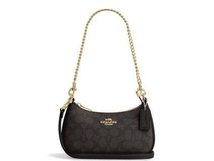 COACH Kabelka Teri Mini Crossbody Bag In Signature Canvas Gold Walnut Blacka