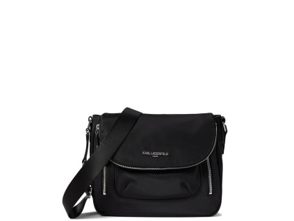 Karl Lagerfeld Paris Cara Messenger Handbag Black Silveri