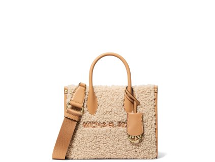 Michael Kors Mirella Small Faux Shearling Crossbody Bag Peanut