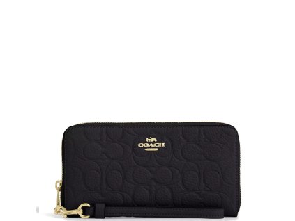 Coach Long Zip Around Wallet In Signature Canvas Gold Wallnut Brownhh