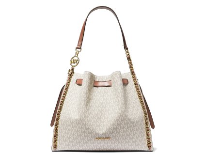 Michael Kors Mina Large Signature Logo Chain Shoulder Bag Vanilla