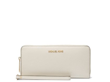 Michael Kors Peněženka Jet Set Travel Large Pebbled Leather Wristlet Light Cream