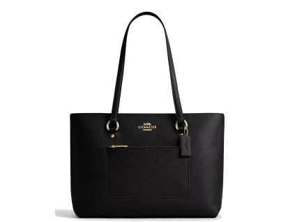 Coach Station Tote Bag Crossgrain Letaher Black Gold