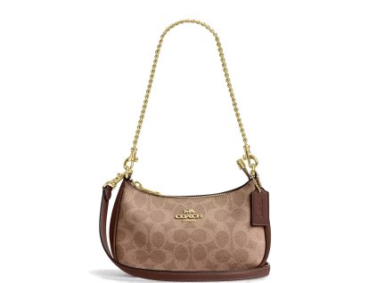 COACH Kabelka Teri Mini Crossbody Bag In Signature Canvas Gold Tan Brownj