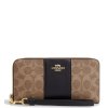 Coach Peněženka Long Zip Around Wallet In Signature Canvas With Stripe Tan Black2