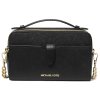 Michael Kors Jet Set Medium Saffiano Leather Smartphone Double Zip Crossbody Bag Black234