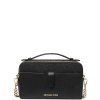 Michael Kors Jet Set Medium Saffiano Leather Smartphone Double Zip Crossbody Bag Black23