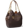 Michael Kors Lillie Signature Chain Shoulder Tote Brown Acorn Goldback