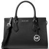Michael Kors Sheila Medium Faux Saffiano Leather Satchel Black Silvera22