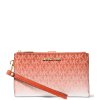 Michael Kors Peněženka Jet Set Large Ombré Signature Logo Wristlet Red Clay22