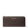 Michael Kors Peněženka Jet Set Travel Large Logo Quarter Zip Wallet Brown