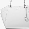 Michael Kors Kabelka Jet Set Large Saffiano Leather Shoulder Bag Optic White Silvera2