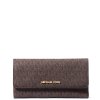 Michael Kors Jet Set Large Signature Logo Tri Fold Wallet Brown322