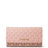 Michael Kors Jet Set Large Signature Logo Tri Fold Wallet Powder Blush Multi221