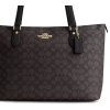 COACH Gallery Tote Bag In Signature Canvas Walnut Black Golda2244
