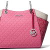 Michael Kors Kabelka Jet Set Large Color Block Signature Logo Shoulder Bag Dark Daspberry Multia23